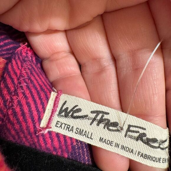Free People We The Free So Long Summer Pink Purple Flannel XS NWOT - Picture 5 of 10